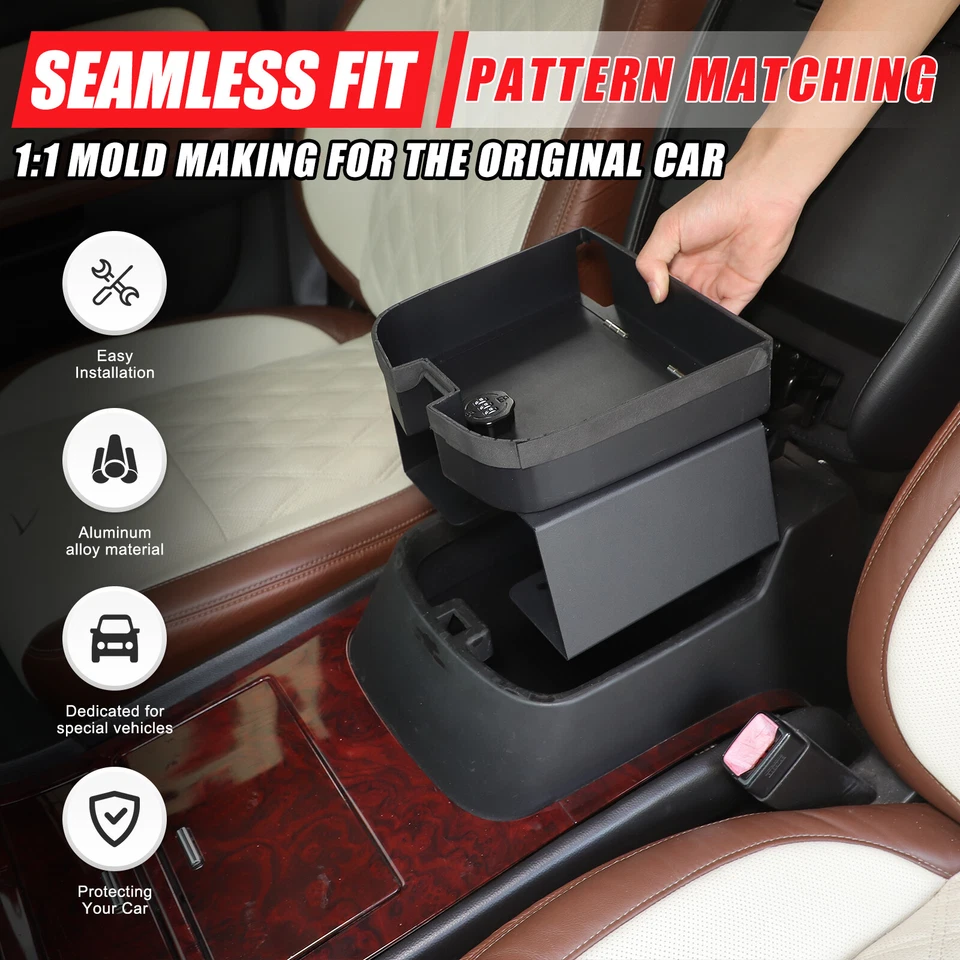 Center Console Safe Storage Box W/Lock For Cadillac Escalade ESV 2007-2014 Black Foto 3 de 4