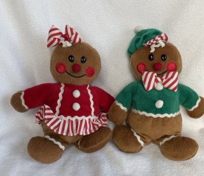 Vtg Target Commonwealth 8'' Gingerbread Cookie Couple Plush Christmas Decorations
