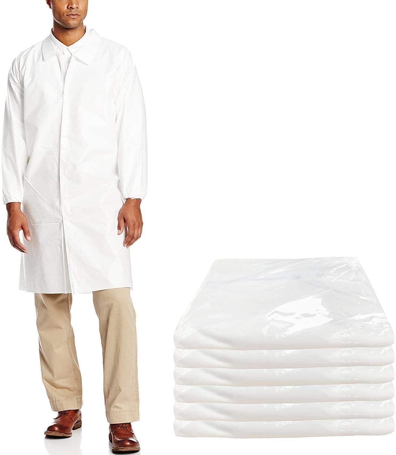 Disposable SF Lab Coats - Pack of 30 White Medium Polypropylene 40 GSM Workwear