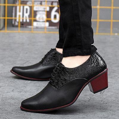 Details about   Mens Buckle Pumps Leather Casual Lace Up Block Business Metal Pointy Toe Shoes
