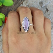 Natural Rainbow Moonstone Sterling Silver Boho Statement Organic Artisan Ring