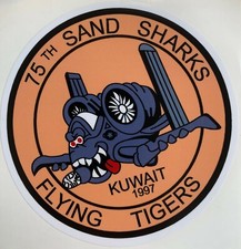 USAF 75TH SAND SHARKS FLYING TIGERS KUWAIT 1997 STICKER WATERPROOF NEW D183
