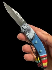 8.5" Native American Indian Tactical Spring Assisted Open Blade Folding Knife BL