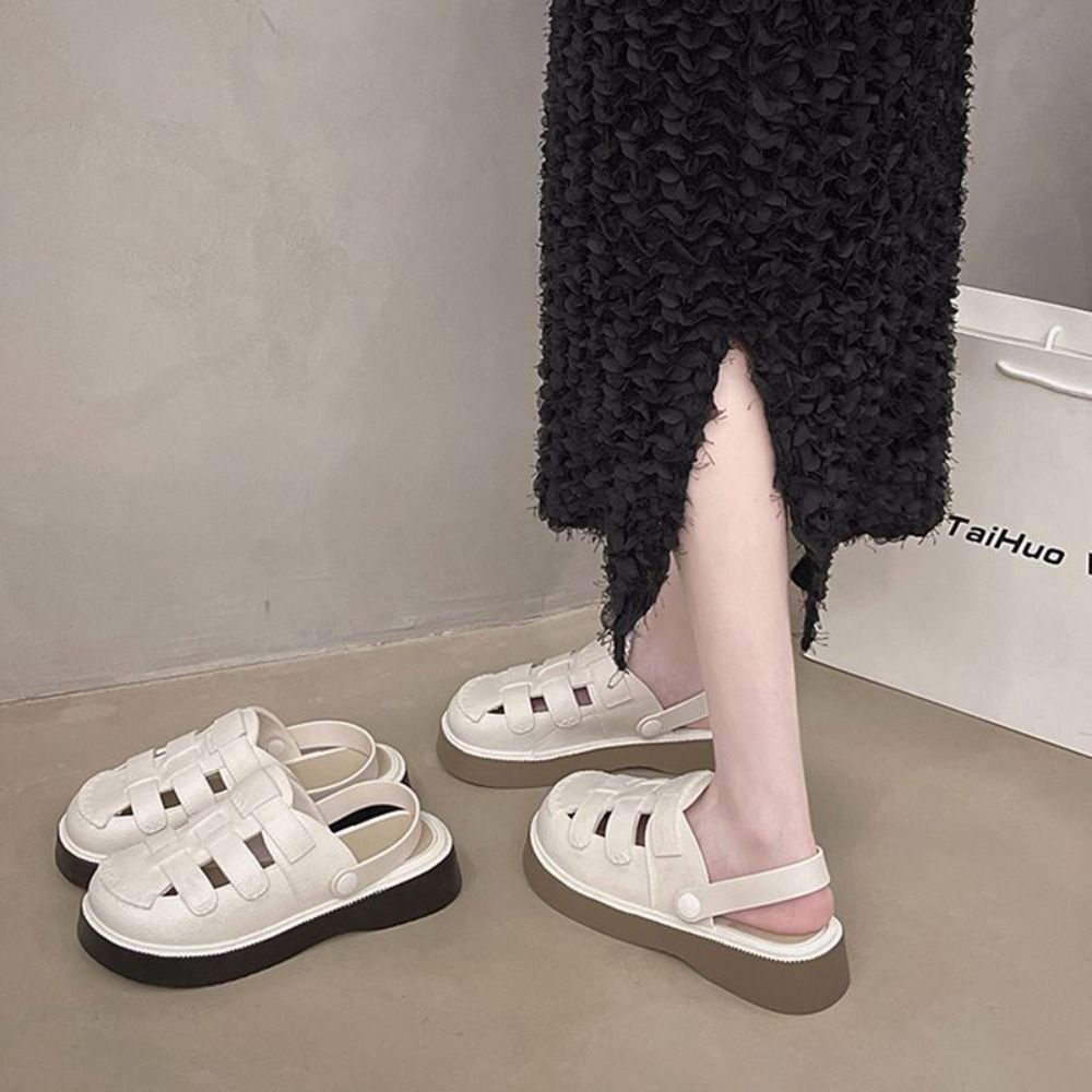 APL Sandali con suola spessa due stili design testa dutt mezze pantofole estate