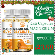 Magnesium Glycinate 400mg 240 Capsules For Sleep Stress Relief Support Bone