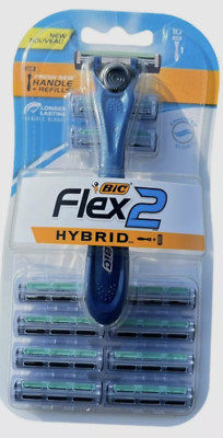6xNew Bic Flex 2 Hybrid Men'S Twin Blade Razor, One Handle 10 Cartridges 60 tota