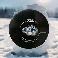 SYRACUSE CRUNCH RARE  AHL SHER-WOOD  OFFICIAL GAME PUCK MADE IN CANADA 