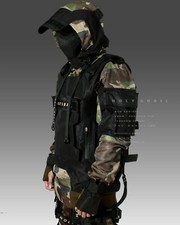 Men's Techwear Green Camouflage Jacket Vest fleece Pullover Hoodie B.H.V.03/CMO