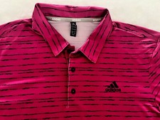 Adidas Golf men's 65 Ultimate AOP polo shirt Fuchsia Color w/stripes size M 55