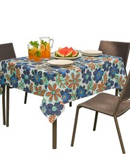 Indoor Outdoor Tablecloth 60 x 84 Rectangle Oblong Summer Poolside Floral Print