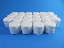 Cosmetic Sample Jars 1/4 Ounce White W/ Dome Lid Lot Of 22 Polypropylene New