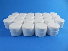 Cosmetic Sample Jars 1/4 Ounce White W/ Dome Lid Lot Of 22 Polypropylene New