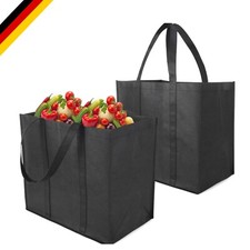 ALTcompluser 2 Stück Schwarze Einkaufstasche Faltbare Große 38 * 25 * 35cm Ei...