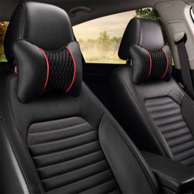 Soft Leather Car Seat Headrest Pillow Neck Support Driving Head Cushion Pad