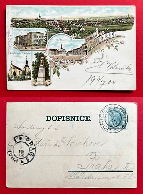 Litho AK HORIC in Tschechien 1900 Ortsansichten mit Kirche   ( 112540