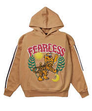 Reason Hoodie Men's Large Khaki Fearless Tape Trip Graphic Print Tiger
