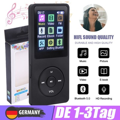 Bluetooth MP3 MP4 Player LCD Display HiFi Bass Musik Spieler FM Radio Audio 16GB