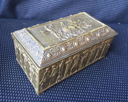 COFFRET EN BRONZE DÉCOR ANTIQUE / GLADIATEUR / BOÎTE / POINÇON - Imagen 2 de 10