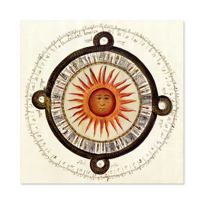 Leon Y Gama Azteken Sonne Sonnenkalender Diagramm Wandbild Leinwanddruck 24 x 24 Zoll