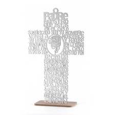 6pc Silver Jesus Cross Wood Favor Baptism Centerpiece Bautizo Communion
