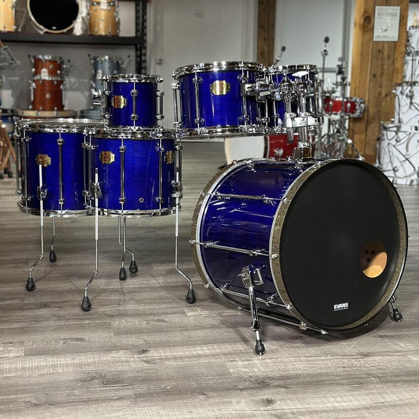 Used Premier Signia Maple 6pc Drum Set Sapphire Blue - Very Good