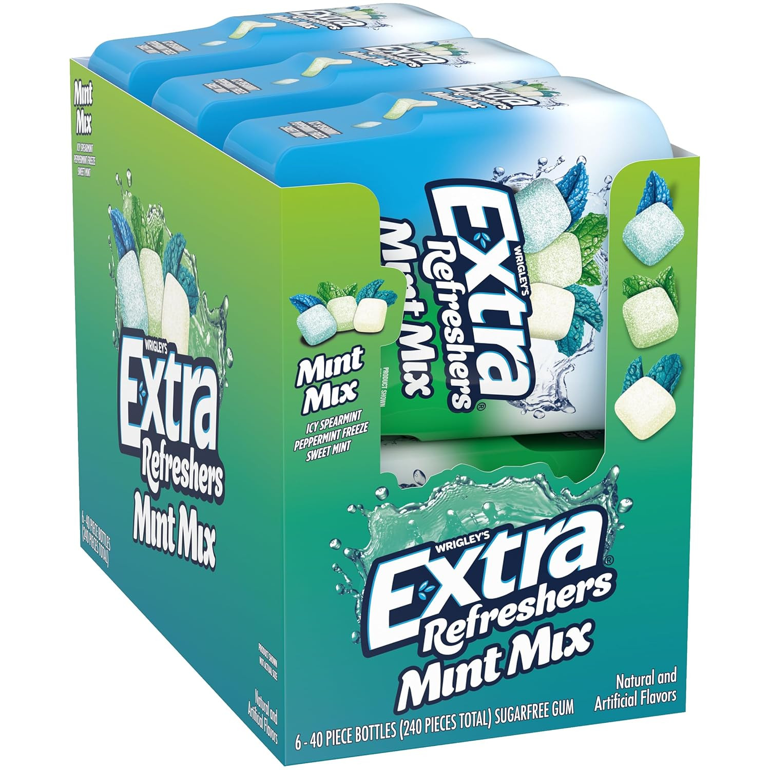 Жевательная резинка EXTRA Refreshers Mint Mix, бутылка весом 3,21 унции, 40 предметов (6 шт. в упаковке)