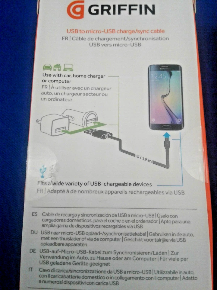 Cable de Carga/Sincronización Griffin con Conector Micro-USB 6' 1.8m Lote de 2 Foto 3 de 3