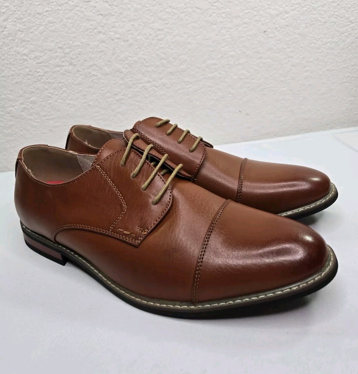 caramel brown dress shoes Bruno Marc Prince Men's Lined Oxfords Size 13W Size:6M Stylish Maxi Dress Blue and Gold One Cognac shoes Almond Closure Detail