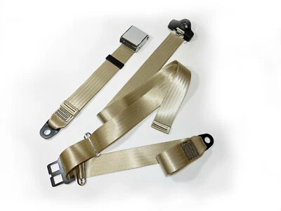 3 point Lap & Diagonal Seatbelt for Classic Car - BEIGE - Manufactured in the UK - Image 1 of 4