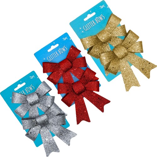 6Pcs Bows Christmas Tree Glitter Bowknot Ornaments 11cm Party Gift Xmas Decor - Picture 30 of 33