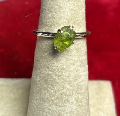 Sterling silver stackable ring size 9 Raw Peridot