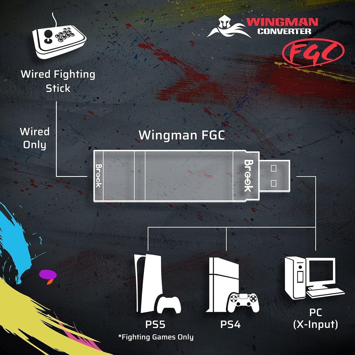 Wingman FGC コンバーター PS5 PS4 PC Amazon.com: Brook Wingman FGC Converter - an Arcade Joystick