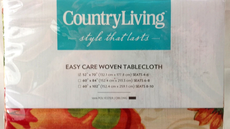 Kitchen Tablecloth Pumpkin Autumn Fall Sunflower Woven 52 x 70 Fabric Rectangle - Image 2 of 4