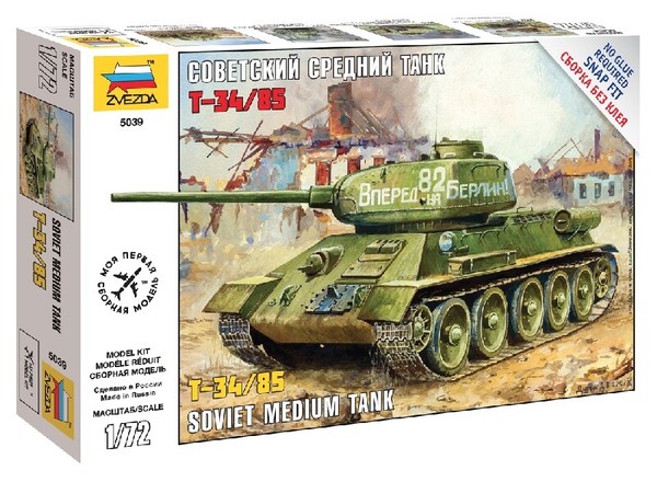 T-34/85 Soviet Mittel Tank 1:72 Kunststoff Modell Kit Zvezda-image