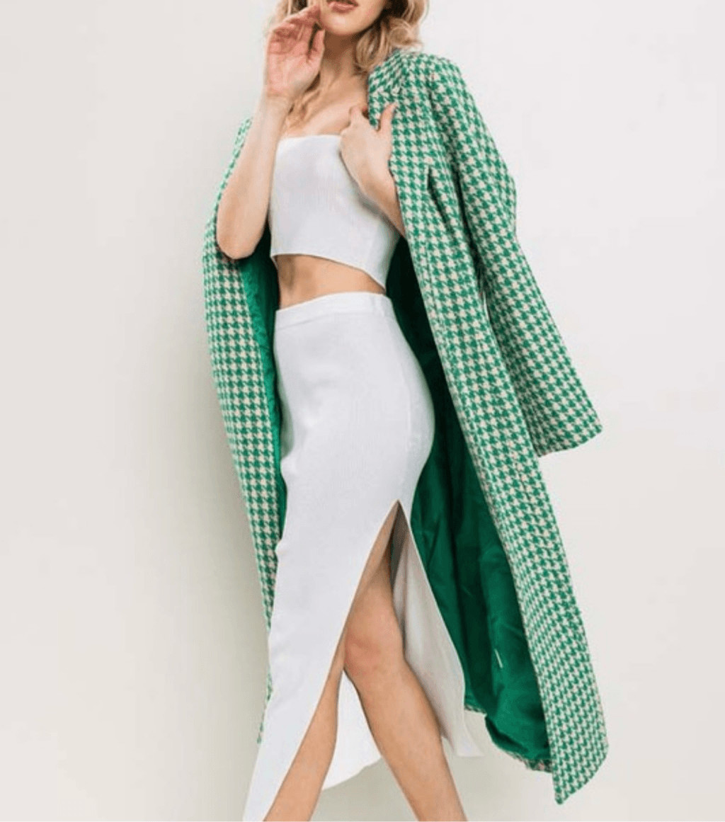 Green Houndstooth Jacket Coat - image 3