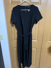Classic Versatile Short Sleeve Black Jumpsuit Waist Tie Womens 14 NEW Retails 89