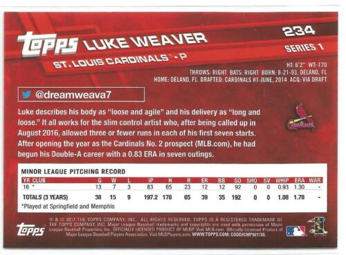 Luke Weaver St. Louis Cardinals 2017 Topps Baseball Rookie Karte - Bild 2 von 2