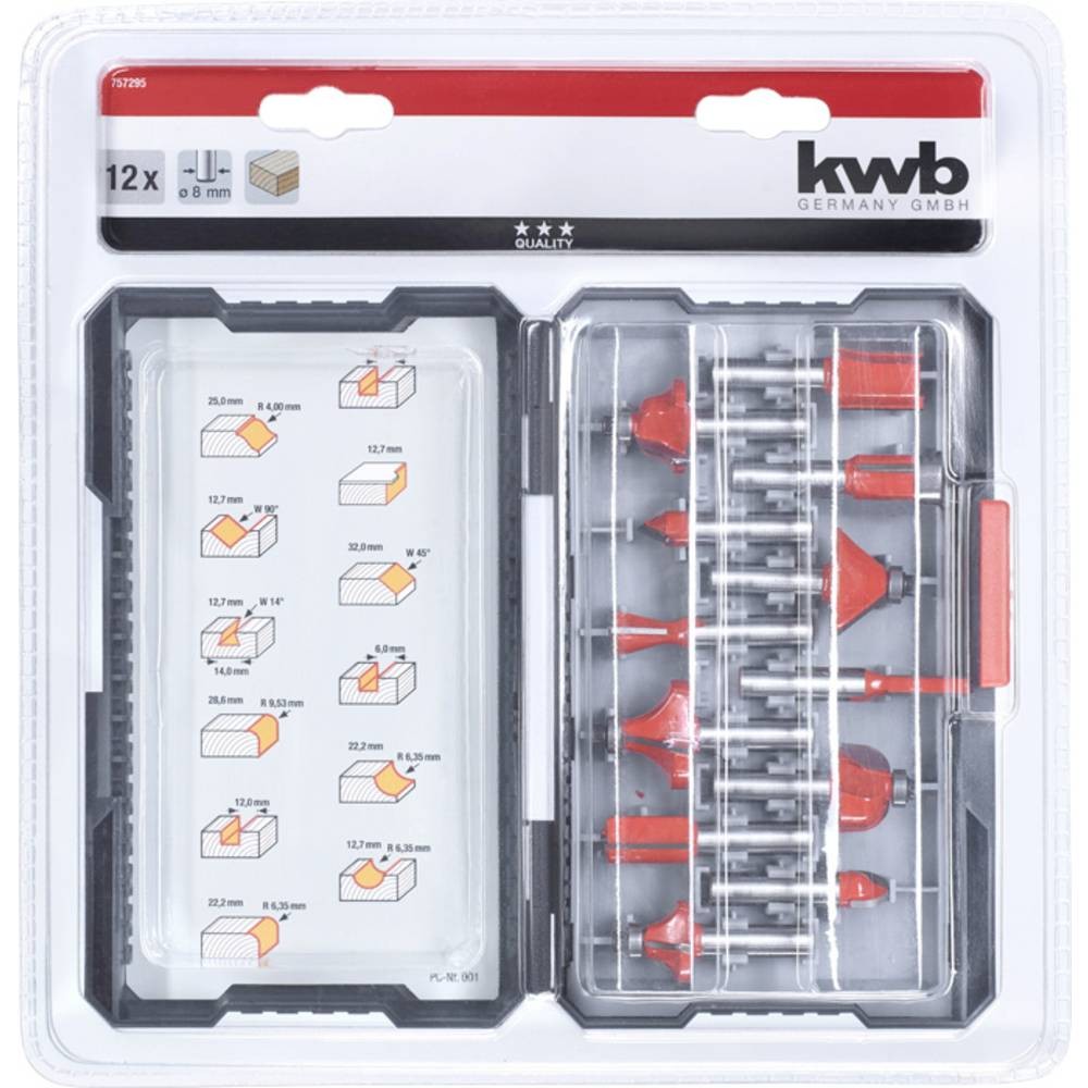 Kit de fraises pour défonceuse kwb de 8mm pour fabriquer et rénover vos meubles en bois