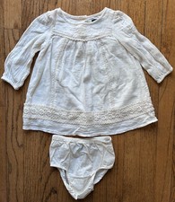 Baby Gap A-line Dress, Lace Applique, Embroidered Flower, Ivory, 12-18 Months