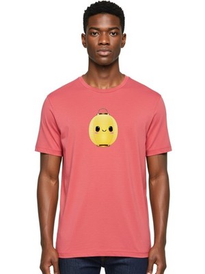 Smiling-Lantern Mens Graphic Tee, 100% Cotton, Casual Summer Wear