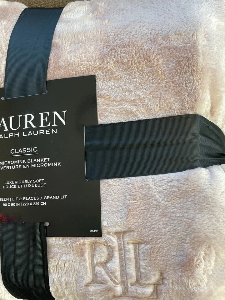 Ralph Lauren Classic Micromink Blanket Full/Queen Light Pink 90"x90" Soft Blush - Image 2 of 2
