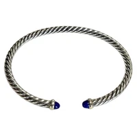 David Yurman Silver & 18k Gold Classic Cable Bracelet with Lapis Lazuli