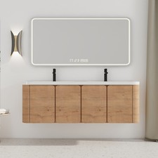 60 Plywood Floating Wall-Mounted Bathroom Van...