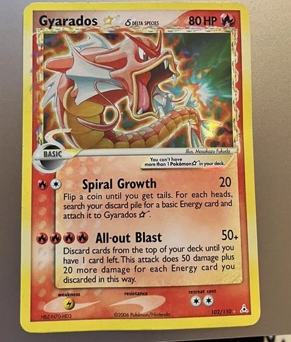 Pokemon Gyarados Gold Star EX Holon Phantoms 2006 102/110 Card