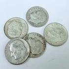 ROOSEVELT SILVER DIMES LOT OF 5 - 90% SILVER FREE SHIPPING #8191
