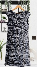 Roman Originals Navy & White Floral Stretch Shift Dress UK 18 Lined