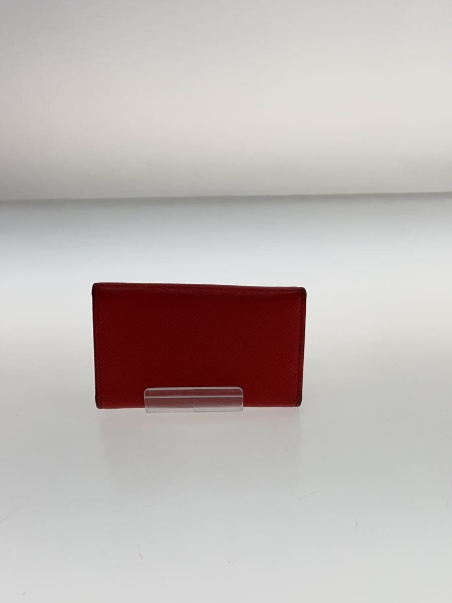 PRADA 6-Key Case Leather RED Plain Women's 3 Hooks Missing