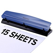 Bostitch 3-Hole Punch, 15 Sheet Capacity, Heavy Duty All-Metal Paper Punch, Non-