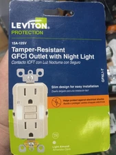 Leviton GFNL1-T 125V Light Almond GFCI Tamper-Resistant Receptacle w/ LED Light