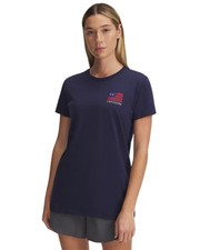 Under Armour Freedom Left Chest Short Sleeve Women's Shirt, Midnight Navy/Steel,